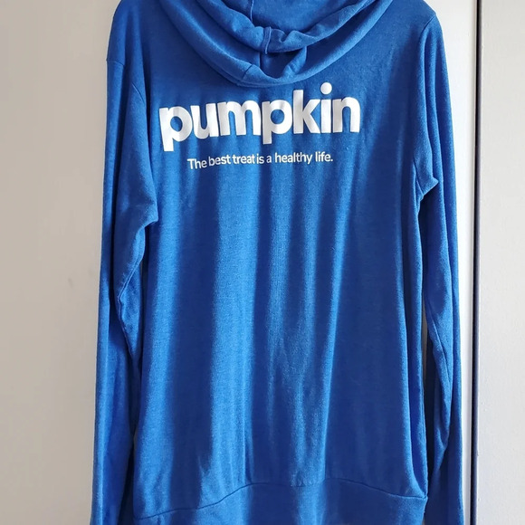 Men's Blue Hoodie Sweatshirt with Pumpkin logo Size XL - Picture 7 of 9